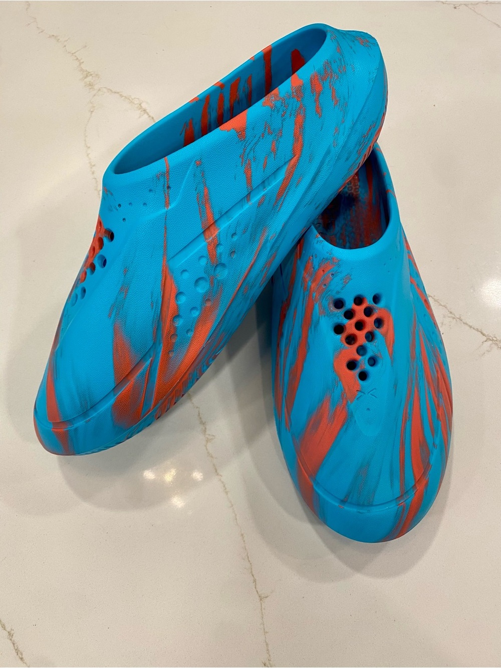 Under Armour Curry FoamTro Clogs Blue Orange Marbleized EUC
